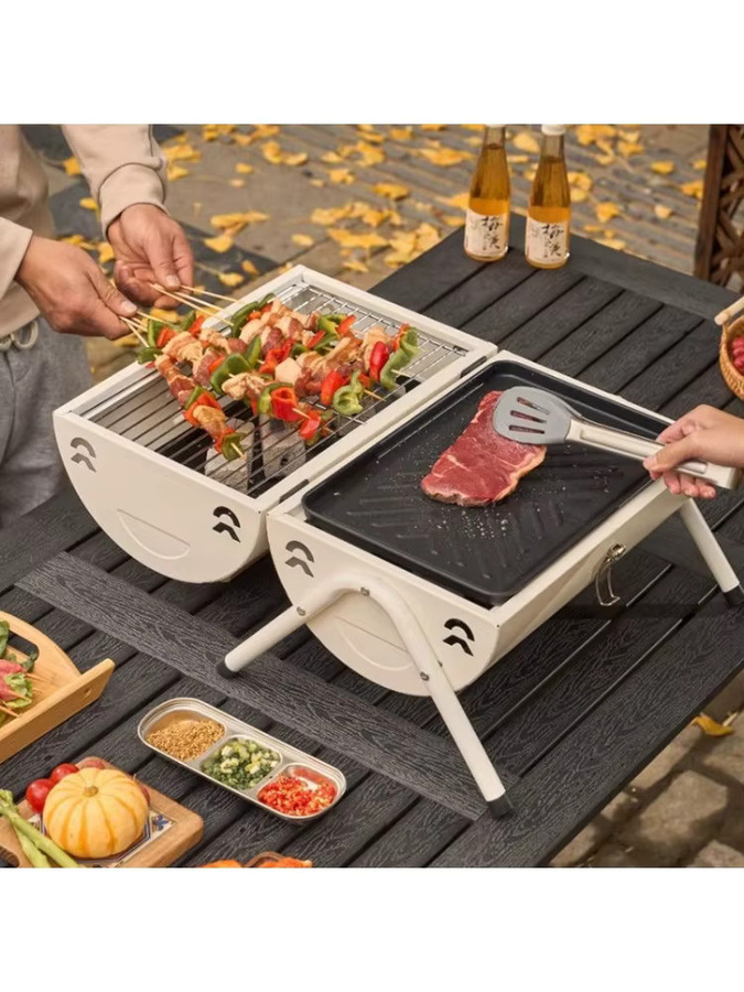 JUSTINLAU Tragbarer Outdoor-Holzkohlegrill für Camping in Schwarz - Bild 4