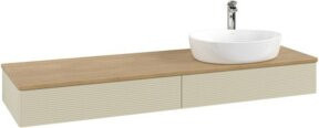V&B Waschtischunterschrank Antao mit Frontstruktur in Eiche Honig Braun Lackiert B: 160 cm, T: 50 cm - Bild 1