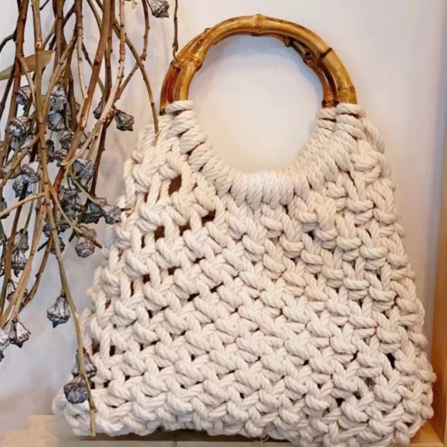 Runde Bambus-Taschengriffe in Braun als abnehmbare Griffe für Geschenkboxen und Handtaschen - Bild 2