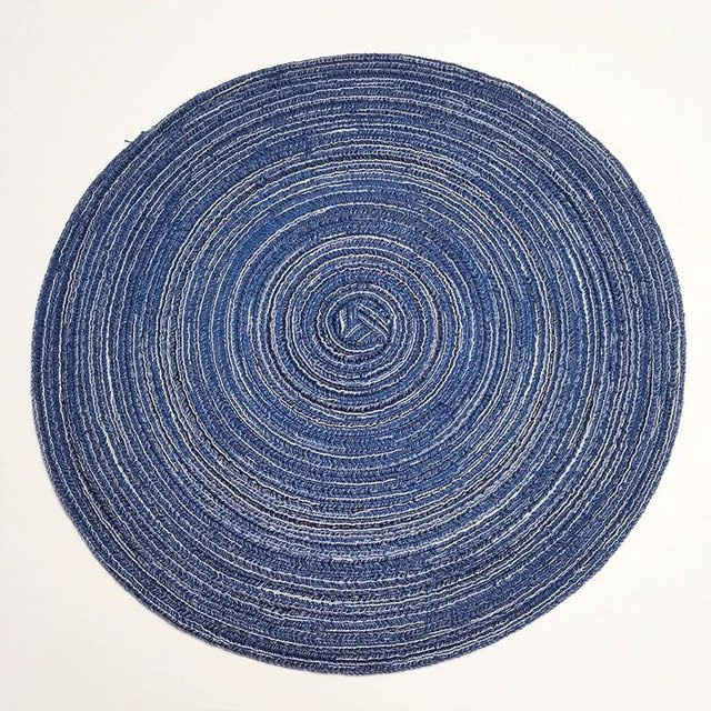 Runder Untersetzer aus Baumwollgarn von Love Home Garden in Blau, Waschbar und Hitzebeständig, Durchmesser: 30 cm - Bild 1