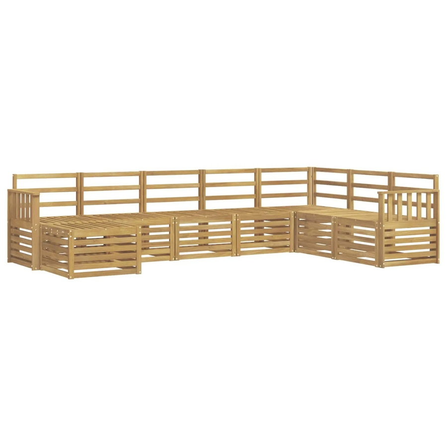 vidaXL Outdoor-Sofagarnitur 8-teilig aus Akazienholz in Weiß mit L-Form und Latten-Design, B/T/H: 306 x 187,5 x 73 cm - Bild 2