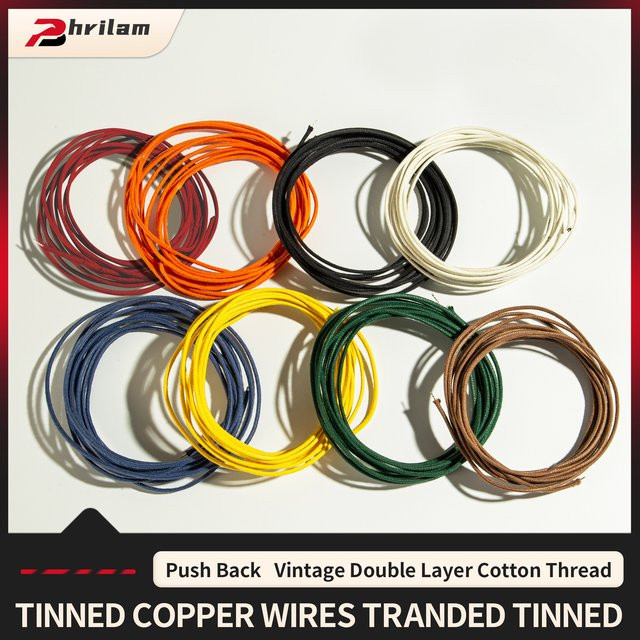 Phrilam E-Gitarren-Bass-Kabel mit Stoffüberzug im Vintage-Stil, 3 Meter, Rot - Bild 1