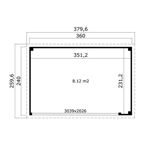 Lasita Holz-Gartenhaus Austin Blockbohlenhaus in Carbongrau lasiert, B/H/T: 379,6 x 239,4 x 259,6 cm - Bild 3
