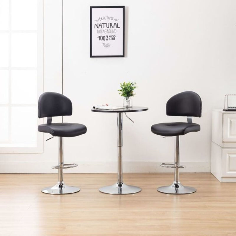 Set aus 2 Barhockern von vidaXL in Schwarz aus Kunstleder mit Chrom-Elementen im modernen Design - Bild 1