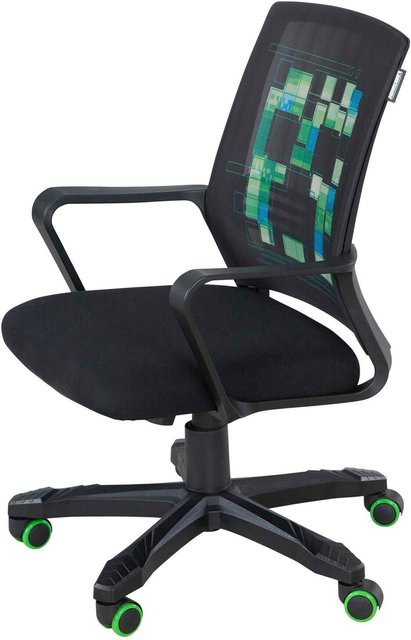PHOENIX Gamingstuhl MINECRAFT in Schwarz mit Armlehnen und Rollen, B: 63 cm, H: 92 cm - Bild 1