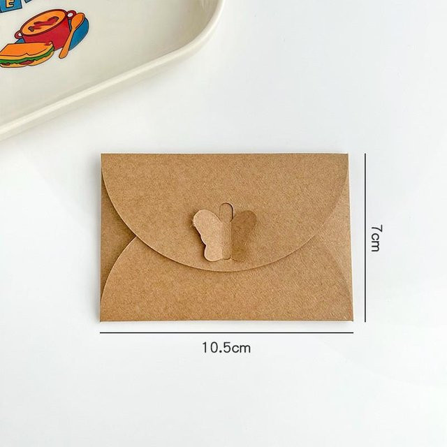 10er Paket Kraftpapier Umschläge im Vintage Design mit Schmetterlingsmuster in Braun, B: 17,5 cm x H: 11 cm und B: 10,5 cm x H: 7 cm - Bild 1