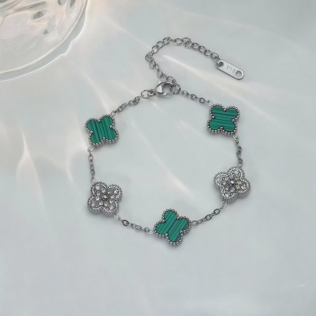 Classyfashion Armband, Vierblättriges Kleeblatt, Titan, Silber, Zirkonia, Damen - Bild 1