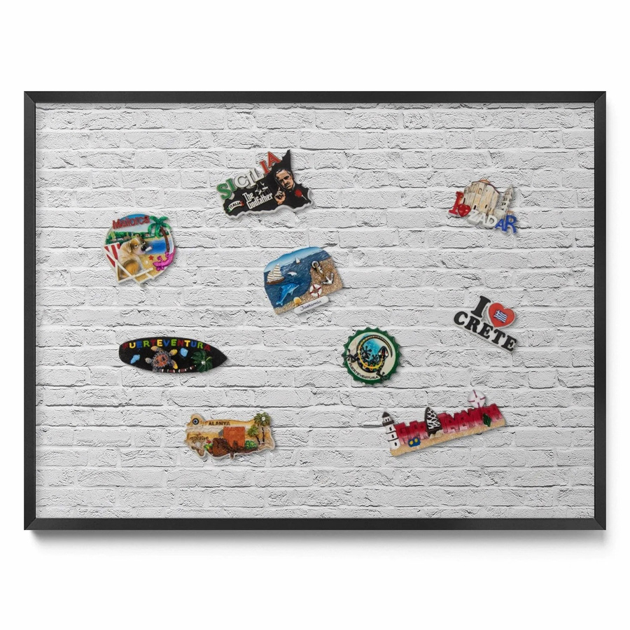 Tulup Magnettafel aus Metall mit Ziegelwand-Design und schwarzem Rahmen, B: 80 cm, H: 60 cm - Bild 2