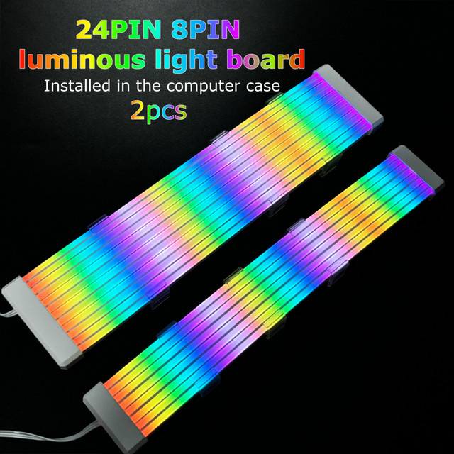 CX FUTRUE ARGB LED-Lichtstreifen Set aus Silikon für Computer-Motherboard und Grafikkarte, Multicolor, 8PIN + 24PIN Anschluss - Bild 1