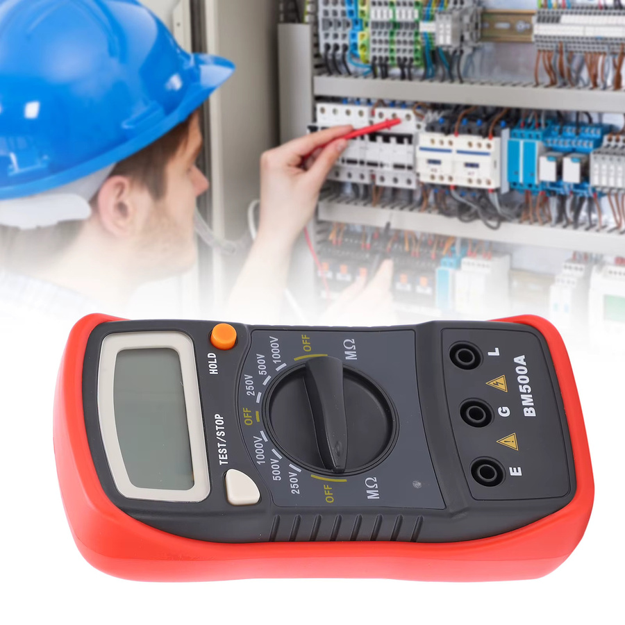 KKMOON BM500A Digitales Isolationswiderstandsmessgerät mit LCD-Display 1000V Megohm Meter in Rot - Bild 4