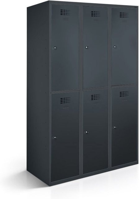 rotstahl Garderobenspind mit 6 Türen in Anthrazit, B/T/H: 90 x 50 x 180 cm - Bild 1