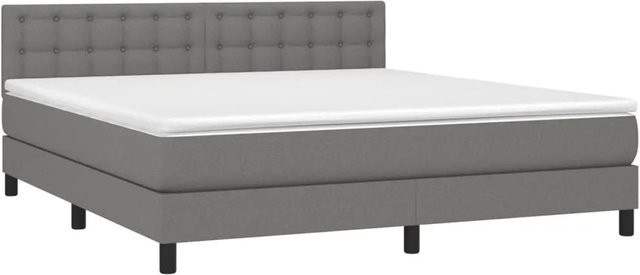 vidaXL Boxspringbett mit Matratze in Dunkelgrau, Hybridbett mit LED-Unterbettbeleuchtung und USB-Anschluss, B/T: 180 x 200 cm - Bild 1