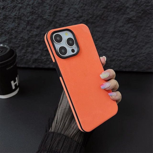 Vintage Leder Handyhülle für iPhone 15 14 13 12 11 Pro Max Plus Business Stoßfeste Silikonhülle in Orange - Bild 1