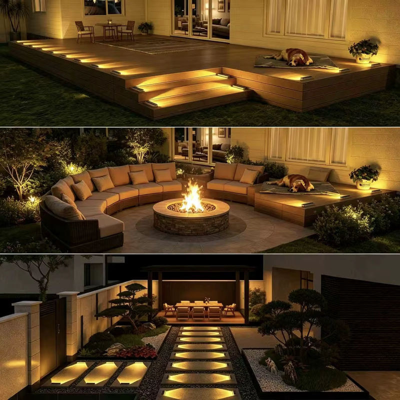 Yilaie 6er Pack Solar LED Treppenleuchten IP68 wasserdicht für Garten und Außenbereich, Warmweiß, Rechteckig - Bild 4