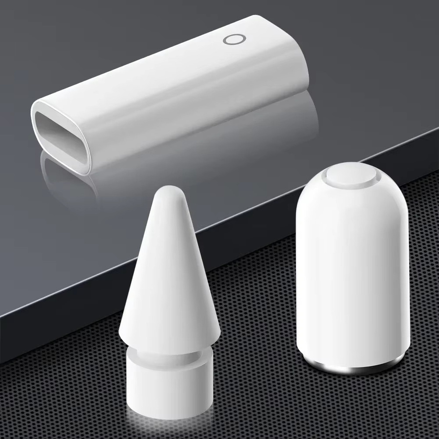 3er-Set Apple Pencil 1. Generation Zubehör: Ersatz-Spitzen, Kappen und Lade-Adapter in Weiß für dein iPad - Bild 4