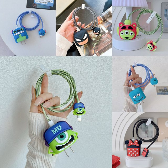 4er Set Beast Kingdom Kabel-Schutz 3D Cartoon Kabelmanagement für iPhone und iPad Ladegeräte in Multicolor - Bild 1