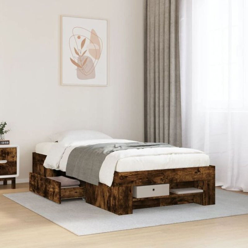 Vidaxl Funktionsbett aus Holzwerkstoff in Braun, Bettgestell ohne Matratze, B/T/H: 75 x 190 cm - Bild 1