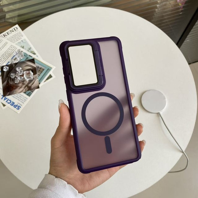 Magnetische Schutzhülle aus Glas und Metall für Samsung Galaxy S26 S25 S24 S23 Ultra Plus FE mit Linsenschutz und mattem Finish in Grau - Bild 1