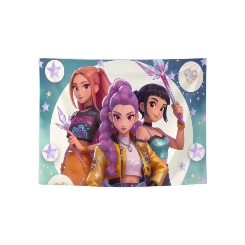 Hasbro Kpop Anime Idol Group Wandteppich mit Sternen-Motiv und Zauberstab in Multicolour, Wandbehang für dein Schlafzimmer oder Wohnzimmer, Breite: 130 cm, Höhe: 51 cm - Bild 6