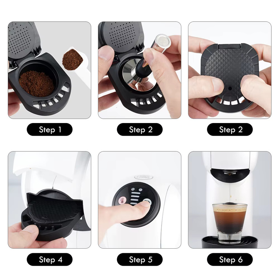 RECAFIMIL Kaffeekapsel-Adapter in Schwarz, wiederverwendbar und nachfüllbar, kompatibel mit Dolce Gusto Genio S und Piccolo XS Maschinen - Bild 3