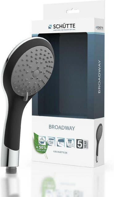 Schütte Handbrause Broadway Duschkopf mit 5 Strahlarten in Schwarz und Chrom - Bild 2