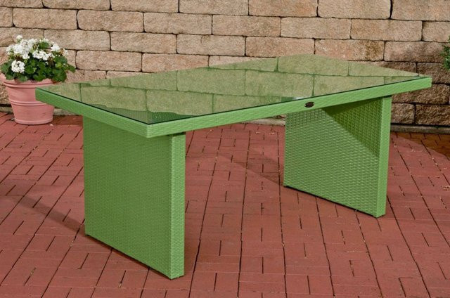 TPFGarden Tisch Avan aus Polyrattan in Grün mit Glasplatte, Breite: 180 cm - Bild 1