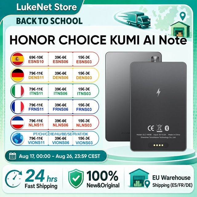 HONOR CHOICE KUMI AI Ultra-Dünner Rekorder mit 24-Stunden-Aufnahme und KI-Transkription für über 130 Sprachen - Bild 1