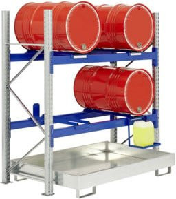 Bito Fasslagerregal mit Auffangwanne aus Stahl in Blau, B/T/H: 188,0 x 80,0 x 200,0 cm - Bild 1