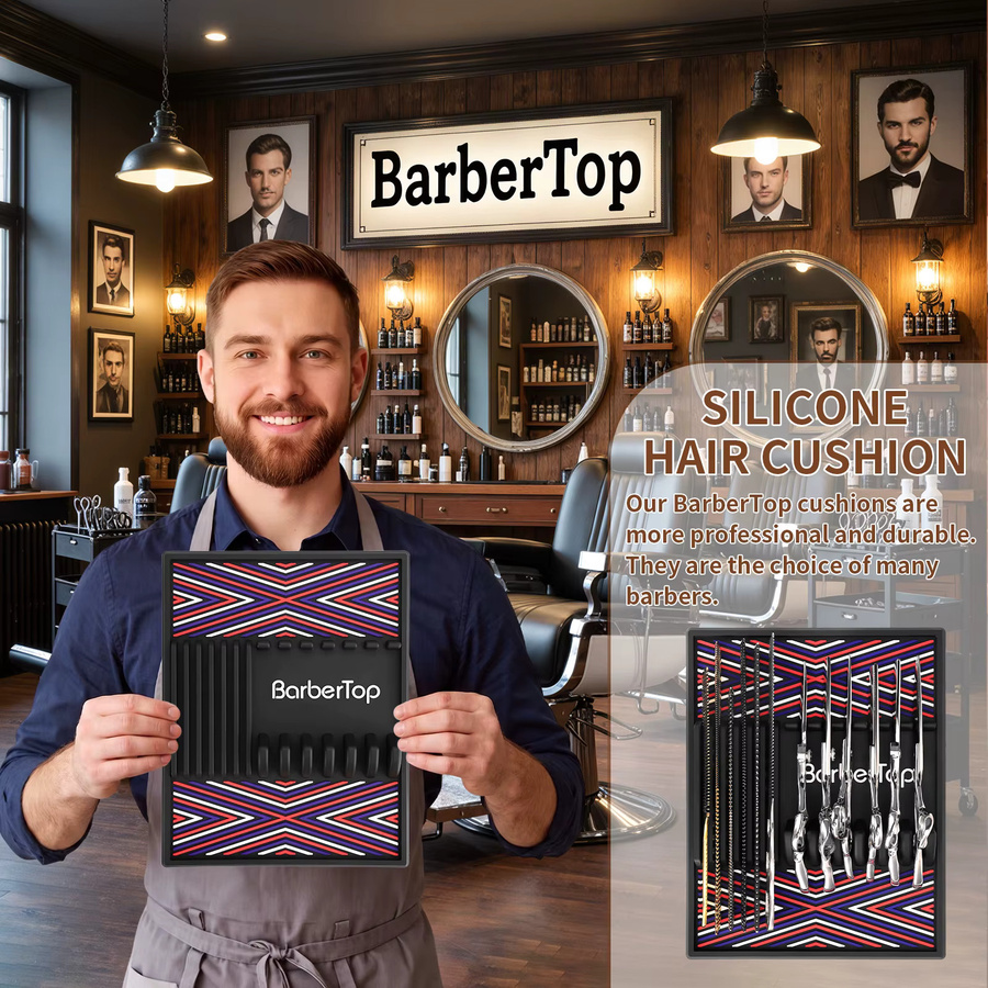 BarberTop Geometrische Silikon-Werkzeugmatte in Schwarz und Multicolour, rutschfeste und waschbare Aufbewahrungsmatte für Haarscheren und Friseursalon-Zubehör - Bild 6