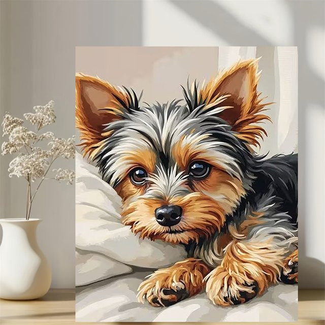 AZQSD Diamant-Mosaik Hund Wanddekoration mit quadratischen Strass-Steinen in Multicolour - Bild 1
