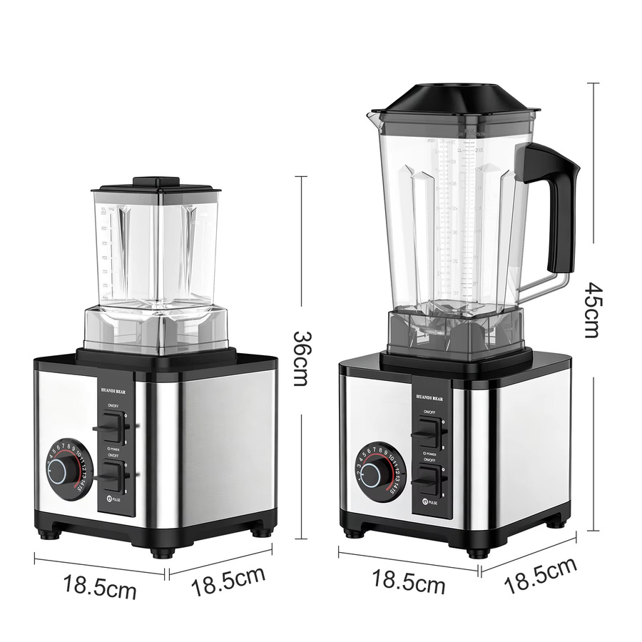 2-in-1 Hochgeschwindigkeits-Standmixer und Zerkleinerer mit 9500W, 8-Klingen-Smoothie-Maker und 24000 U/min, Silber, 2,5 l - Bild 6