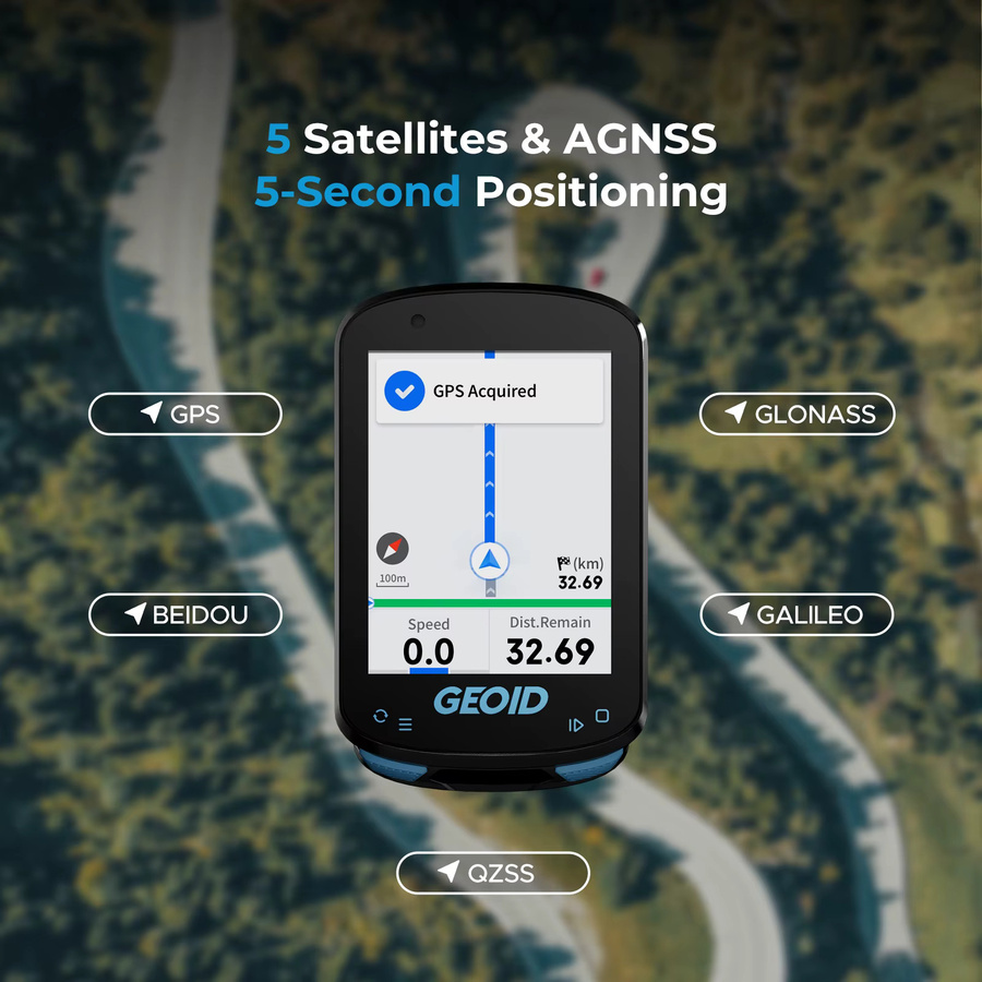 GEOID GPS Fahrradcomputer mit intelligenter Navigation, Farbbildschirm und WLAN, Schwarz - Bild 4