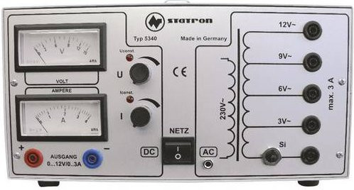 Statron 5340.1 Labornetzgerät in Weiß, 2 Ausgänge, einstellbar 0 - 12 V/AC, 3A, 72W - Bild 1