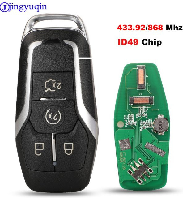 Jingyuqin Smart Key Fernbedienung mit ID49 Chip 4B für Ford Mustang Edge Explorer Fusion Mondeo Kuka 433,92/868 MHz - Bild 1
