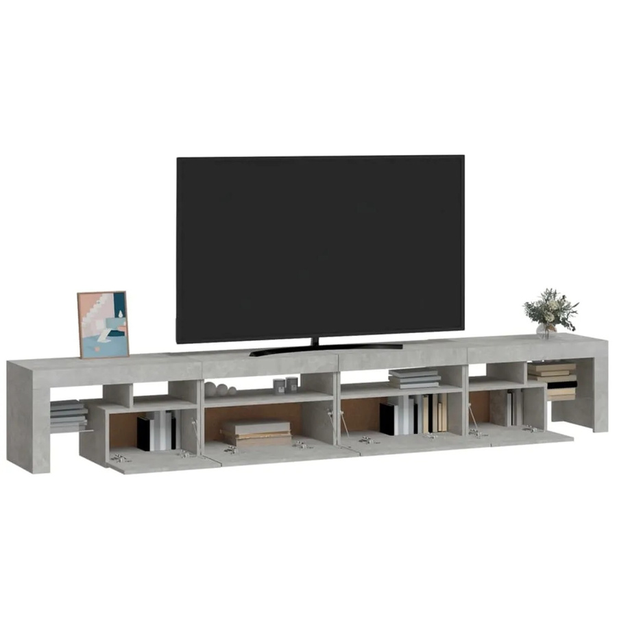vidaXL TV-Schrank mit LED-Leuchten in Betongrau, modern, B/T/H: 260 x 36,5 x 40 cm - Bild 2