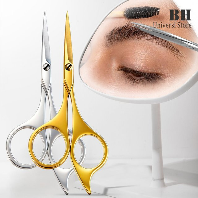 Augenbrauenschere aus Edelstahl, Mehrzweck-Haarschere für Gesicht, Unisex - Bild 1