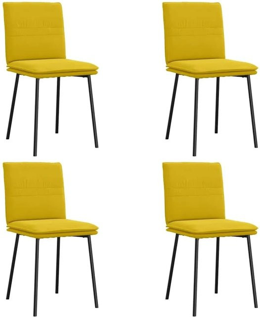 DELUKE Esszimmerstühle VERA 4er Set in Gelb aus Samt mit Metallgestell - Bild 1