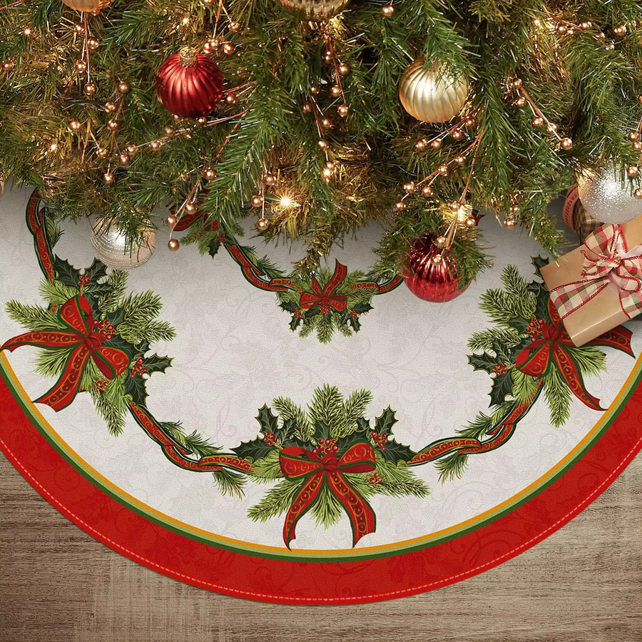 VIKAMA Weihnachtsbaumrock mit Stechpalmenblatt und Schleifendekoration in Multicolour - Bild 2
