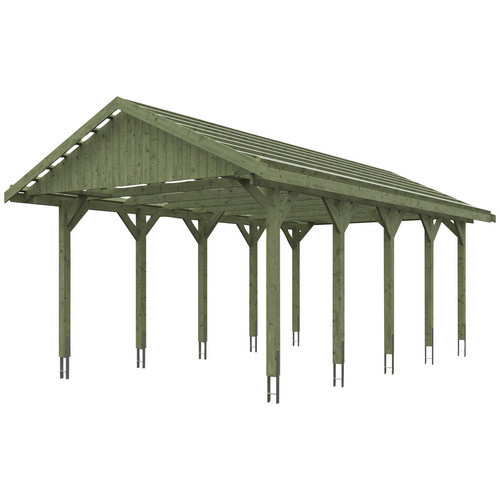 Skan Holz Carport Wallgau Satteldach aus Nadelholz in Grün, B/T: 430 x 750 cm, Firsthöhe: 326 cm - Bild 3