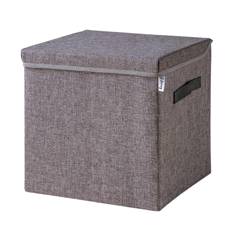 Lifeney Aufbewahrungsbox aus Stoff mit Deckel und Griffen, grau, B/T/H: 33 x 33 x 33 cm - Bild 2