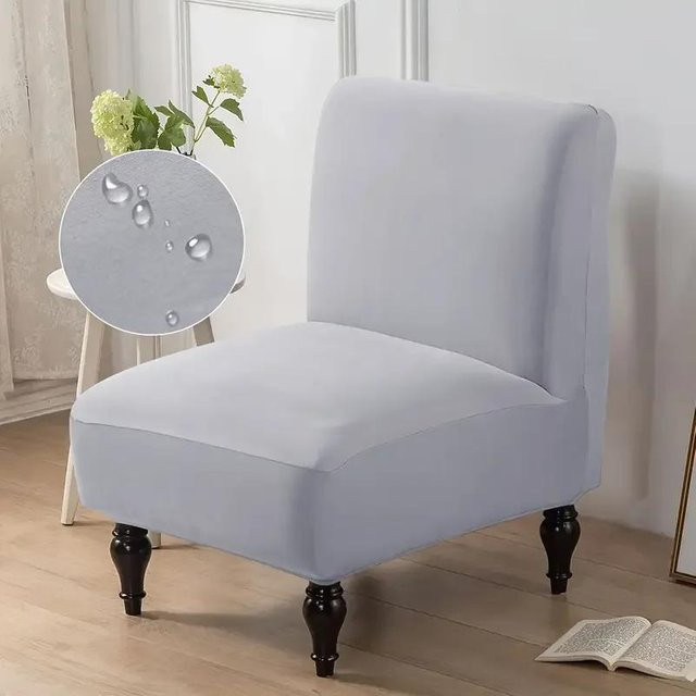 Elastischer armloser Stuhlbezug in Grau für Akzentstühle und Sessel aus Polyester-Elastan-Stretch - Bild 1