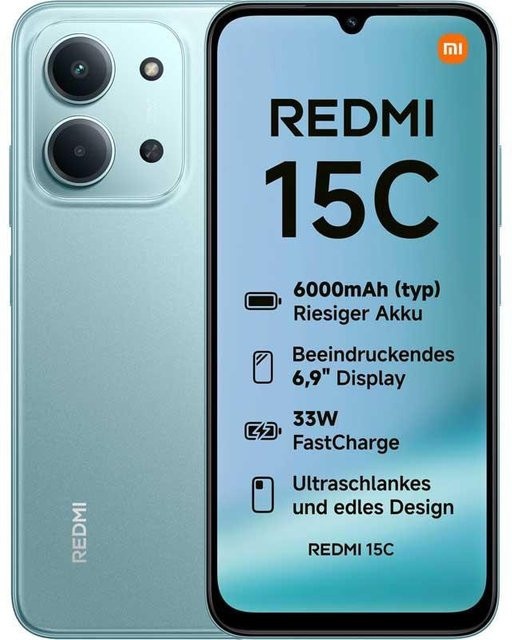 Xiaomi Redmi 15C 5G Smartphone mit 256 GB Speicher und 4 GB RAM, 6,9 Zoll Display, Grün - Bild 1