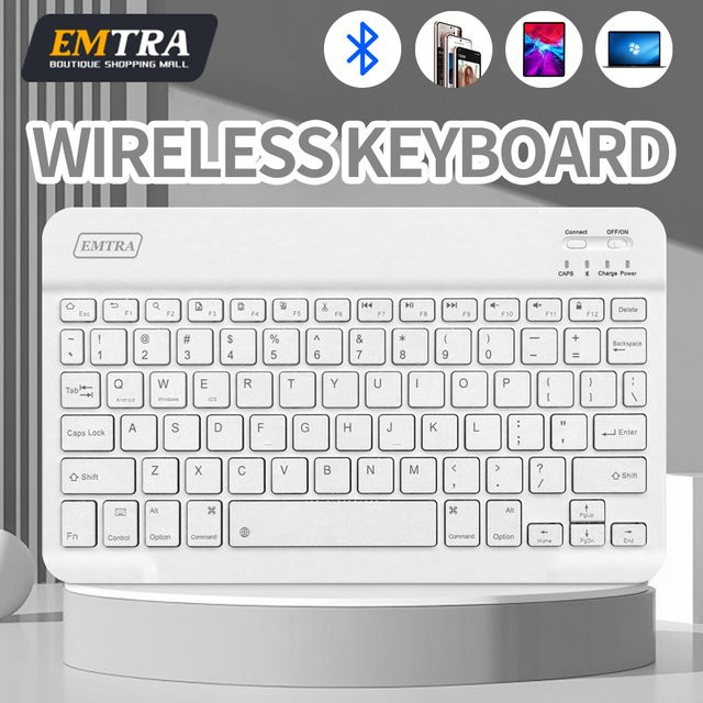 EMTRA Drahtlose Bluetooth-Tastatur in Weiß für iOS, Android und Windows-Tablets sowie iPad Air, Mini und Pro - Bild 1