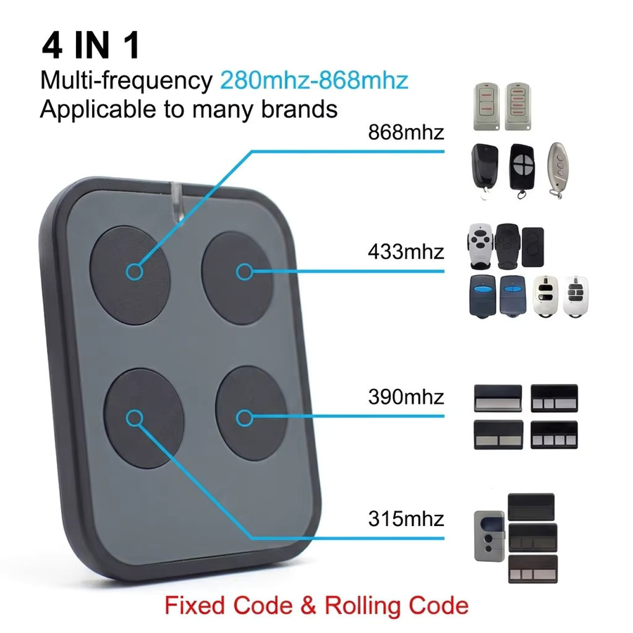 Scimagic-RC Multifunktions-Klon-Fernbedienung mit automatischer Frequenzerkennung für Garagentoröffner 280-868MHz in Grau - Bild 2