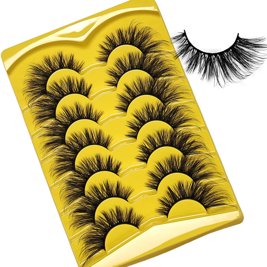 JIEFUXIN Künstliche Wimpern 3D Manga Katzenaugen, 7 Paar, Unisex - Bild 2