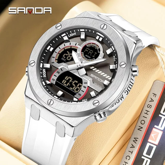 SANDA Armbanduhr, Analog-Digital, Quarz, Schwarz, Silikon, Herren - Bild 1