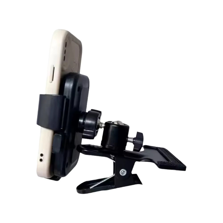 Desktop-Livestreaming-Ständer mit Metallklemme und universellem Gimbal-Handyhalter in Schwarz - Bild 5