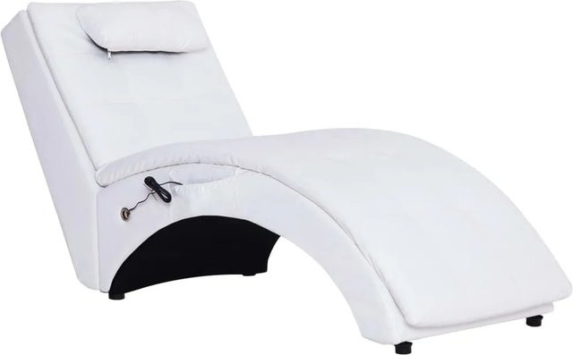 vidaXL Massage Chaiselongue mit Kissen, Weiß, Kunstleder, B/T/H: 145 x 72 x 54 cm - Bild 1