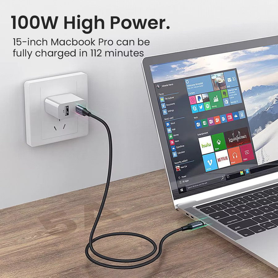 DITIPOO USB C zu USB Typ C Kabel PD 4,0 W Schnellladekabel in Schwarz mit 90 Grad Winkel für Datenübertragung und Schnellladung - Bild 5