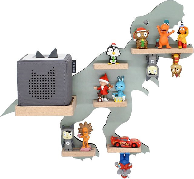 BOARTI Kinderregal Dinosaurier aus Holz als Wandregal für Toniebox und Figuren mit Magneteinsätzen, H x B x T: 44 x 52 x 19 cm - Bild 1
